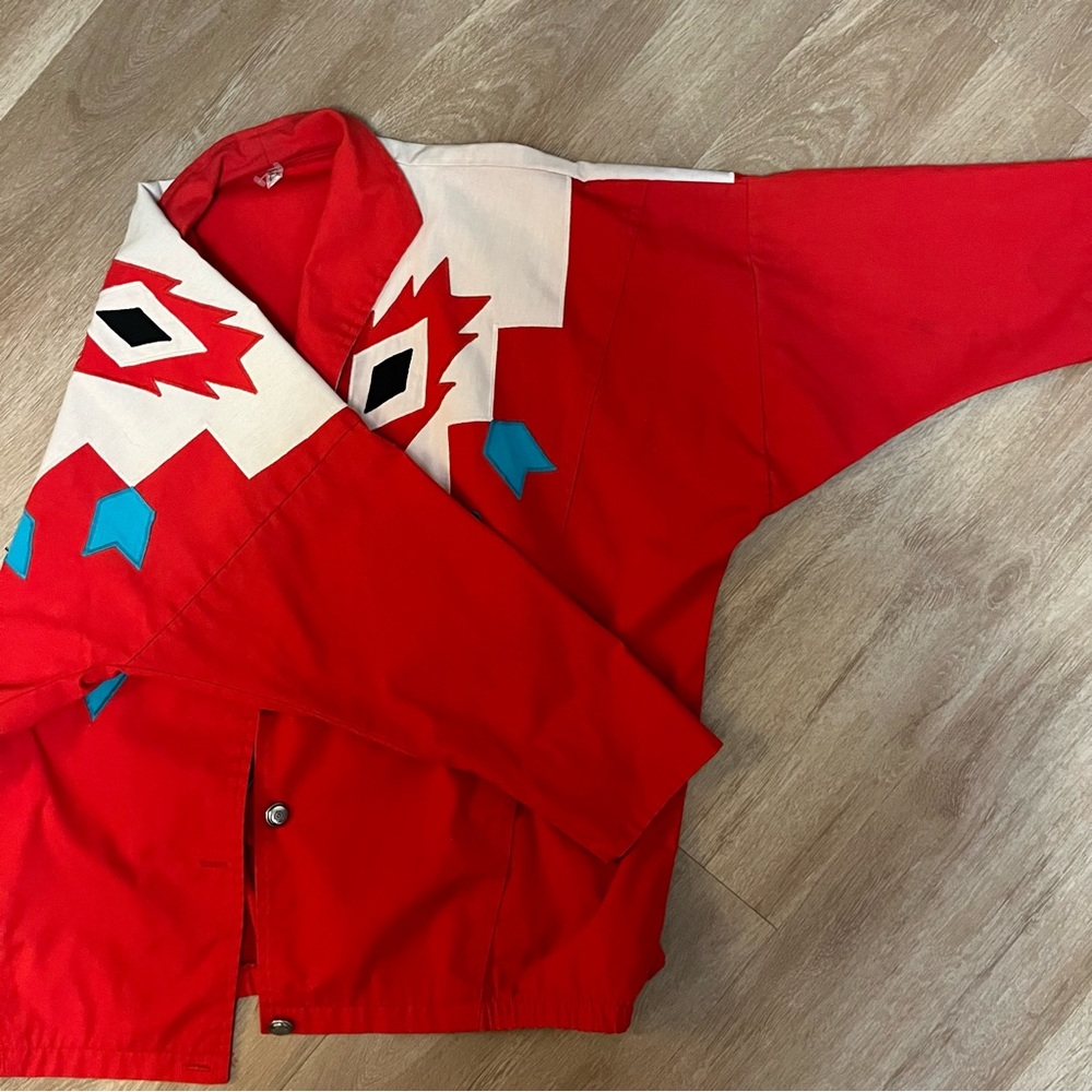 Vintage Canvas Jacket, Embroidered Pattern
